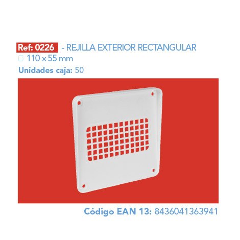 REJILLA       EXTERIOR RECTANGULAR 110 x 55 mm