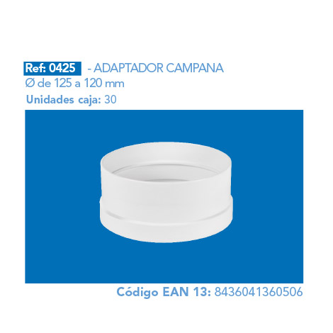 ADAPTADOR CAMPANA Ø 125 A 120 mm