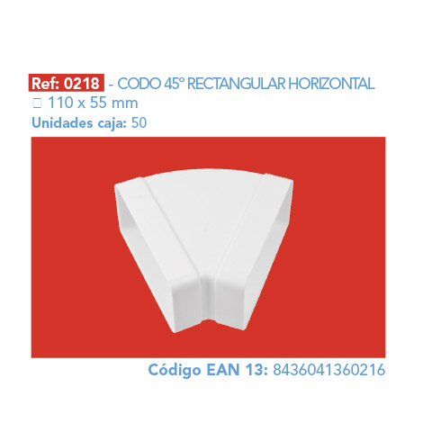 CODO 45º RECTANGULAR HORIZONTAL 110 x 55 mm