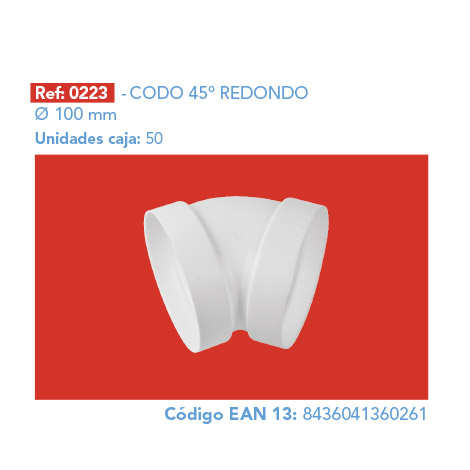 CODO 45º REDONDO Ø 100 mm