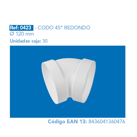 CODO 45º REDONDO Ø 120 mm