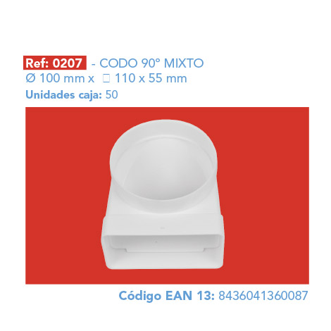 CODO 90º MIXTO Ø 100 mm 110 x 55 mm