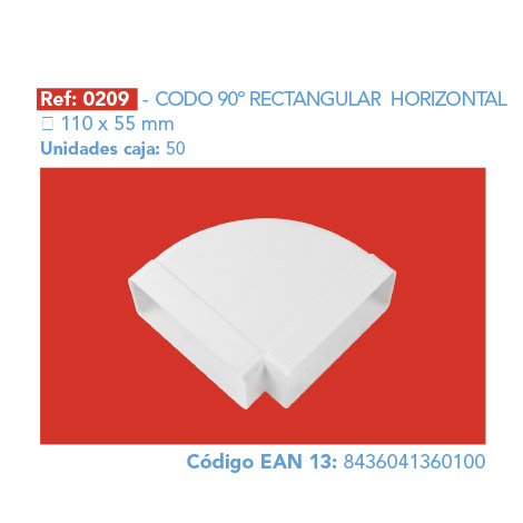 CODO 90º RECTANGULAR HORIZONTAL 110 x 55 mm