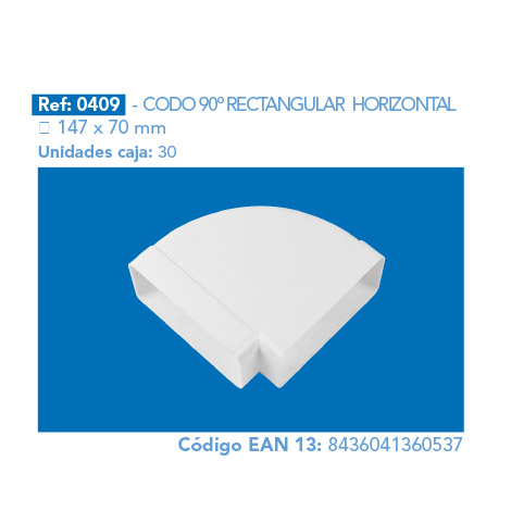 CODO 90º RECTANGULAR HORIZONTAL 147 x 70 mm