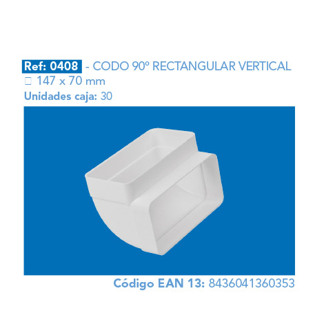 CODO 90º RECTANGULAR VERTICAL 147 x 70 mm