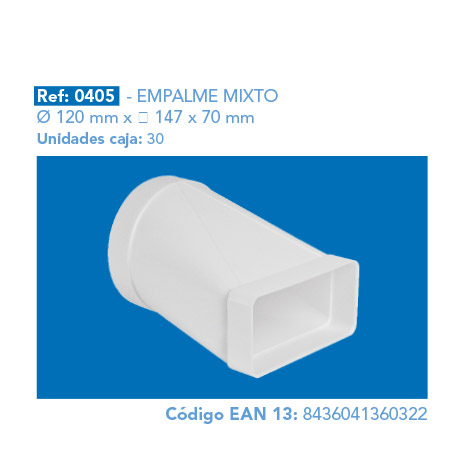 EMPALME MIXTO Ø 120 mm 147 x 70 mm
