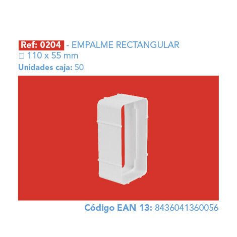 EMPALME RECTANGULAR 110 x 55 mm