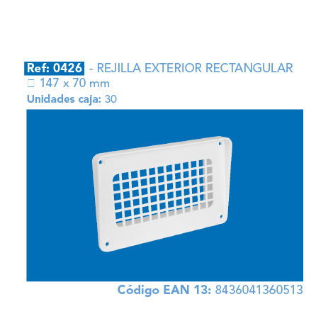 REJILLA       EXTERIOR RECTANGULAR 147 x 70 mm 