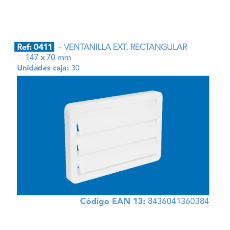 VENTANILLA EXT.      RECTANGULAR 147 x 70 mm